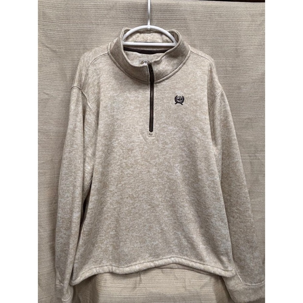 CINCH Mens XXL Oatmeal Heather Quarter Zip Sweater Fleece Western Pullover